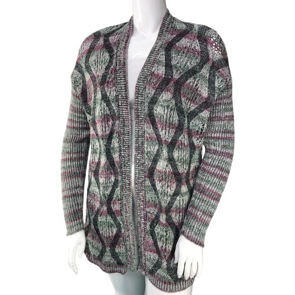 Soft Surroundings Womens Size S/M Sweater Cardigan Black Grey Knit Open - Picture 1 of 15